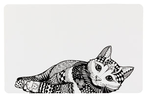 Matskålsunderlägg, Zentangle, 44 × 28 cm, vit/svart