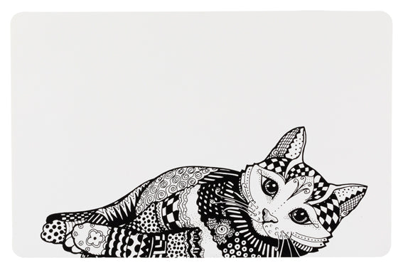 Matskålsunderlägg, Zentangle, 44 × 28 cm, vit/svart