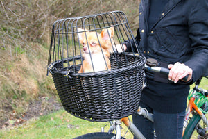 Cykelkorg front, pil med galler, 50x41x35 cm, svart