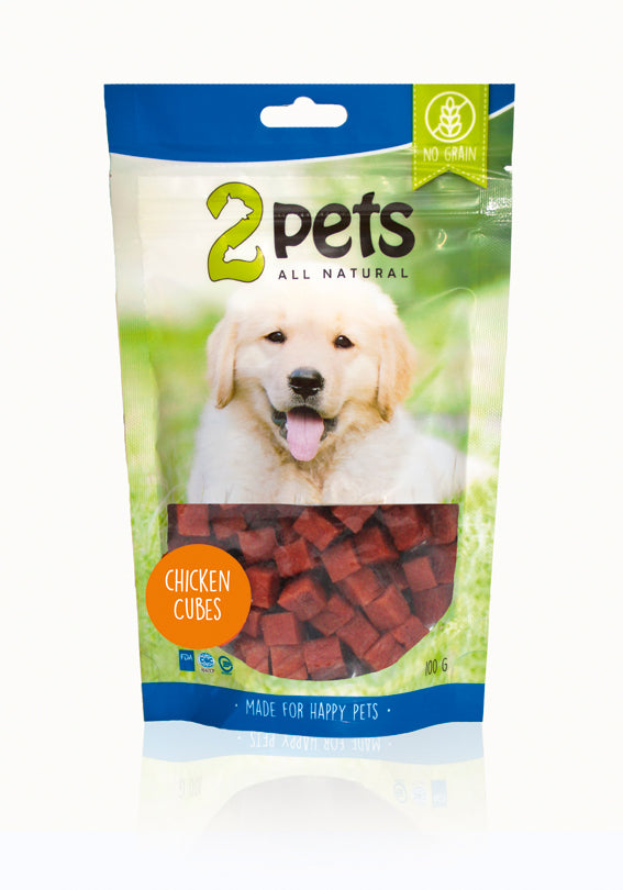 2pets Dogsnack Chicken Cubes, 100 g