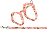 Kattsele med koppel, flower power, 35-59 cm/13 mm, 1,20 m