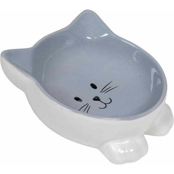 Ozami Ceramic Raised Catbowl Grey 13.5cm 150ml