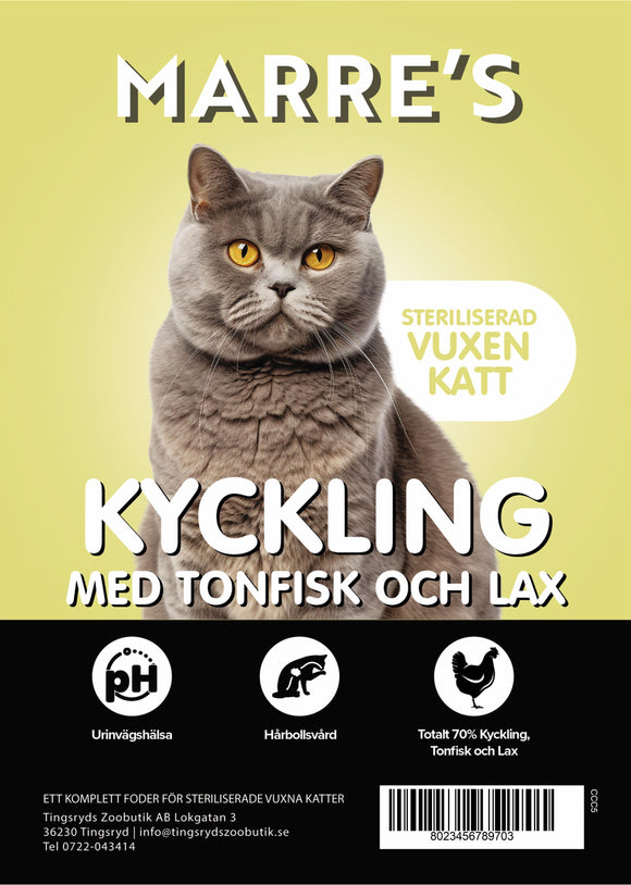 Marre´s Connoisseur Katt Steriliserad Kyckling med Tonfisk & Lax 1,5kg