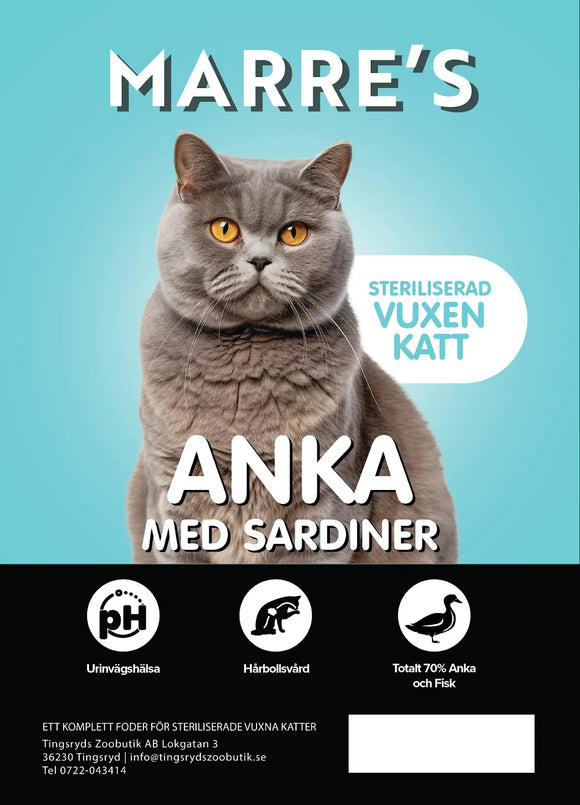 Marre´s Connoisseur Katt Steriliserad Anka med Sardiner 300g