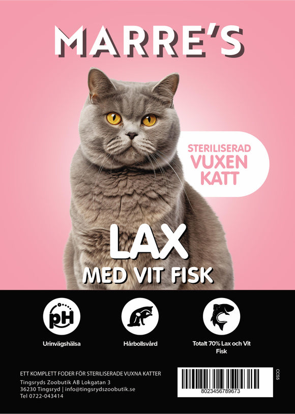 Marre´s Connoisseur Katt Steriliserad Lax med Vit Fisk 5kg