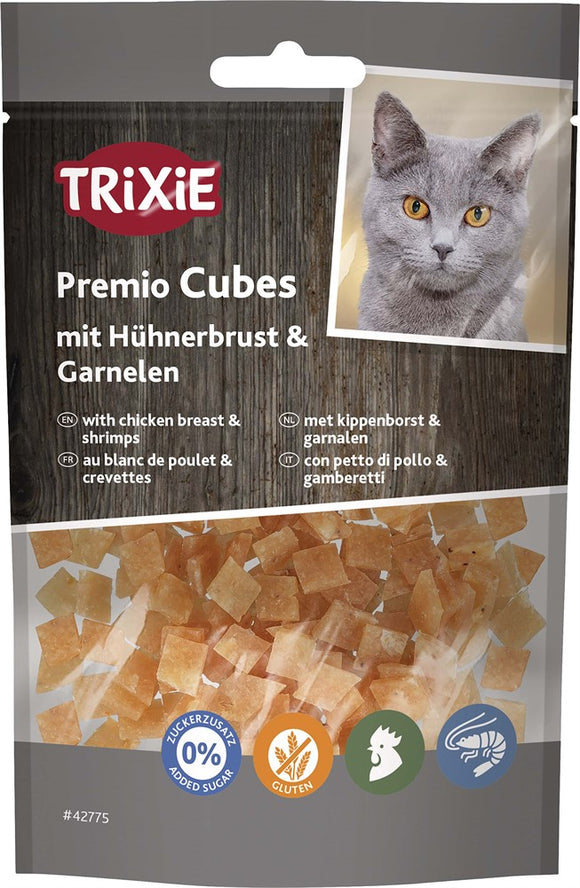 Premio Cubes med kycklingbröst & räkor, 50 g