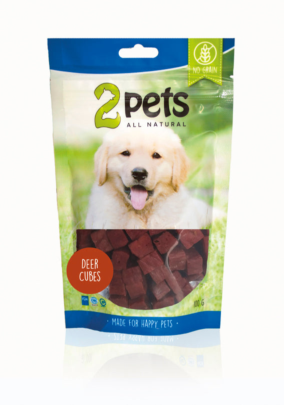 2pets Dogsnack Deer Cubes, 100 g