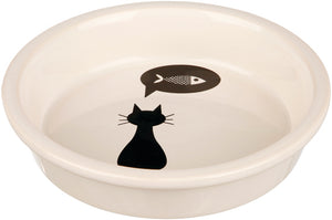 Keramikskål katt, 0.25 l/ø 13 cm, vit