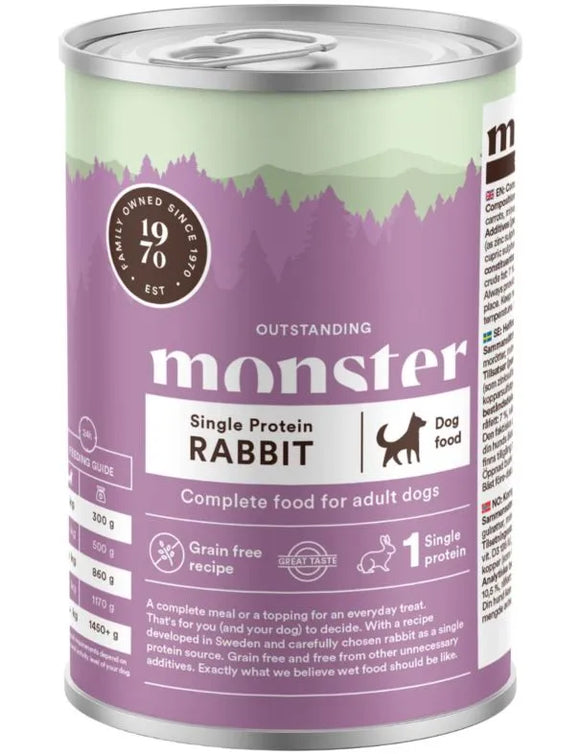 Monster Hund Adult Single Rabbit Burk 400 g