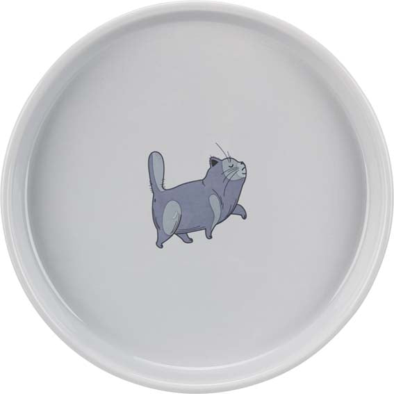 Skål Fat-Cat låg/bred, keramik, 0.6 l/ø 23 cm, grå